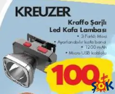 KREUZER KRAFFO ŞARJLI LED KAFA LAMBASI